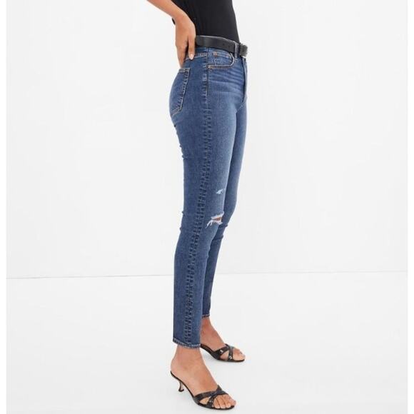 Gap Blue True Skinny Ankle High Rise Jean Womens 30/10R Medium Wash Denim Ripped - Picture 1 of 7